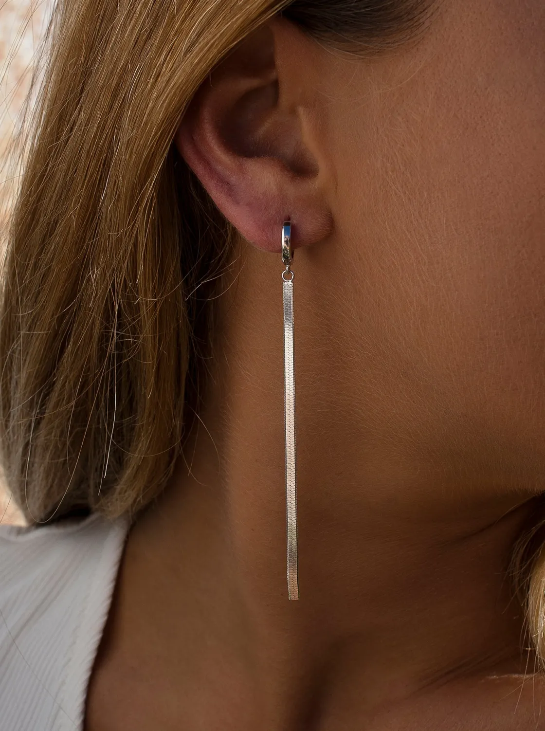 Pendientes Largos | LINEARGENT Pendientes largos plata diseño snake con aro
