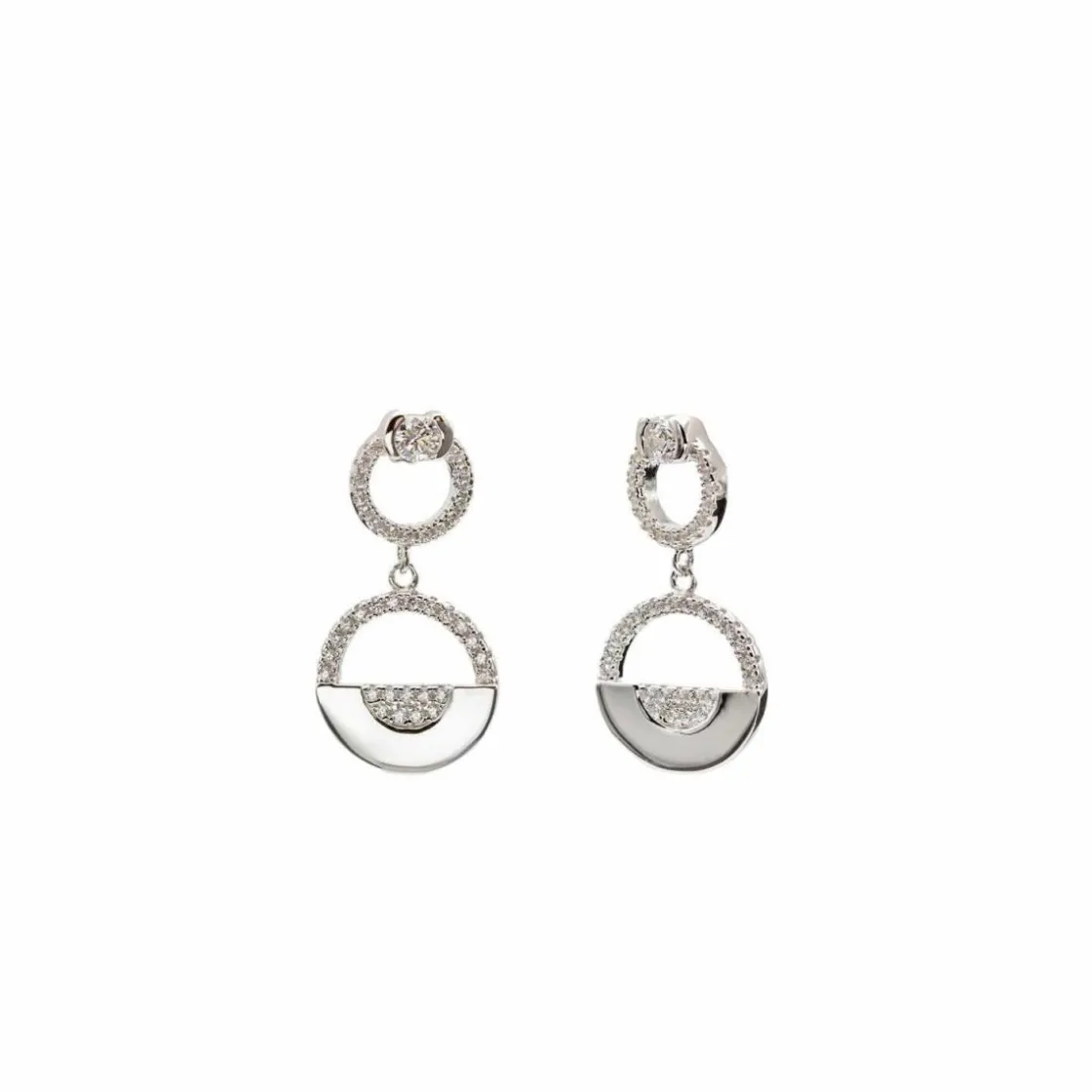 Pendientes Largos | LINEARGENT Pendientes largos plata y circonitas con círculos de diferentes medidas