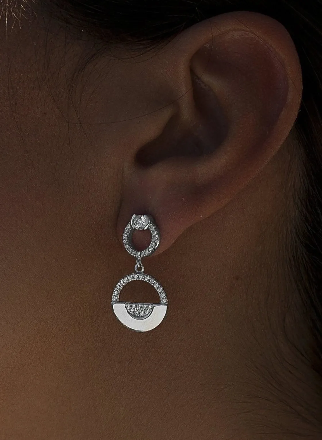 Pendientes Largos | LINEARGENT Pendientes largos plata y circonitas con círculos de diferentes medidas
