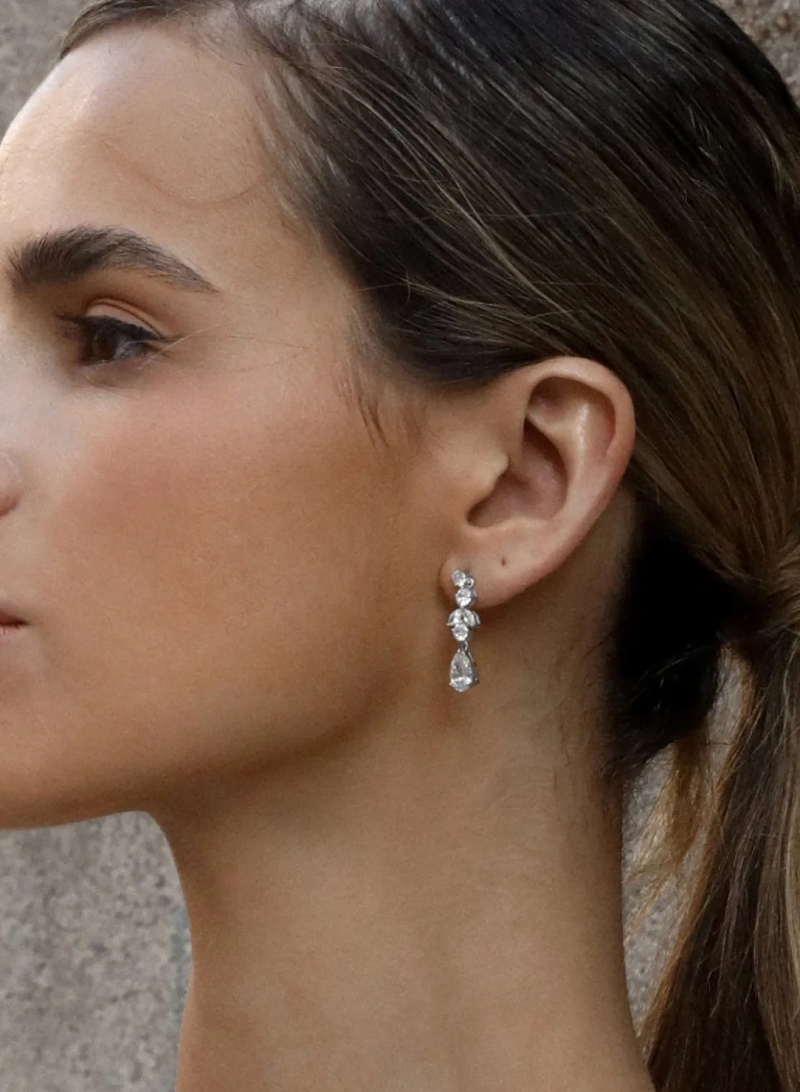 Pendientes Largos | LINEARGENT Pendientes novia plata y circonitas diseño floral