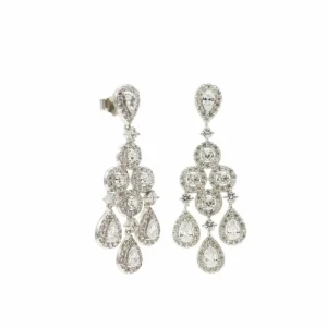 Pendientes Largos | LINEARGENT Pendientes novia plata y circonitas lámpara plata con movimiento