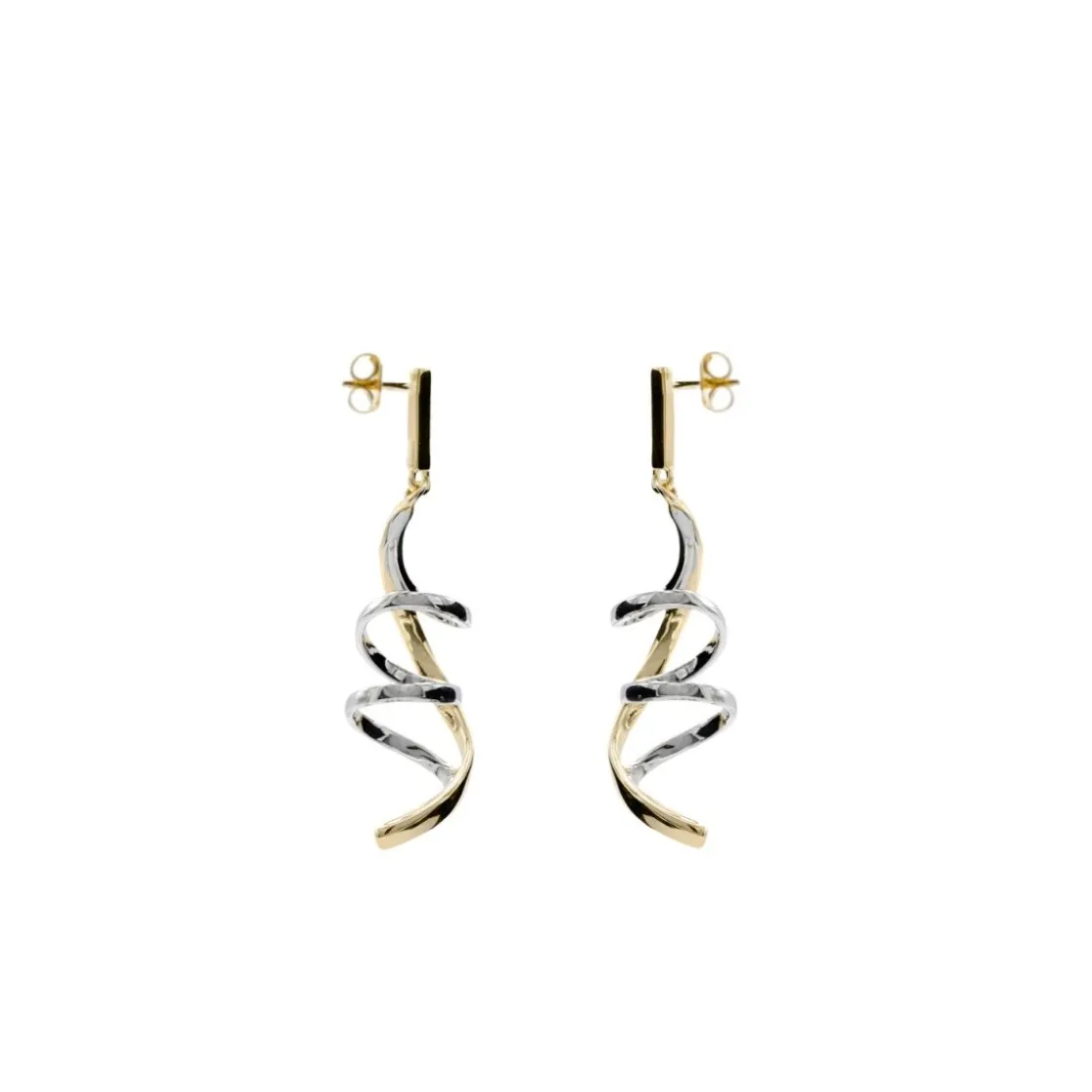 Pendientes Originales | Pendientes Bicolor | LINEARGENT Pendientes originales bicolores diseño tirabuzón