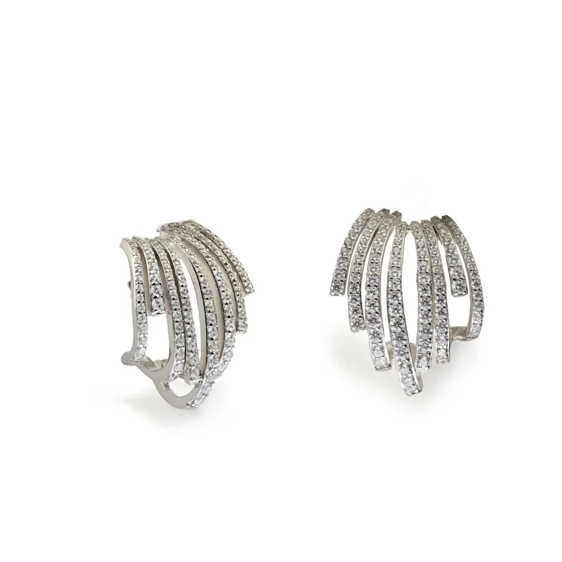 Pendientes Originales | LINEARGENT Pendientes originales con diseño en abanico de plata