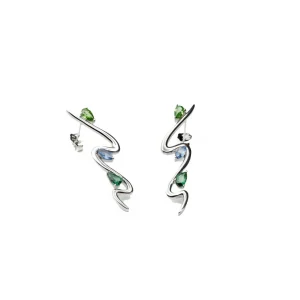 Pendientes Originales | Pendientes De Piedra Natural | LINEARGENT Pendientes originales con gemas tono zafiro y aventurina