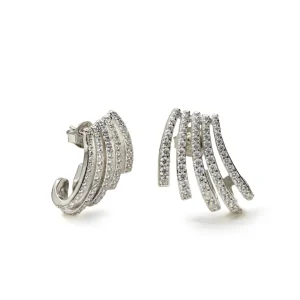 Pendientes Originales | LINEARGENT Pendientes originales de diseño curvo con circonitas