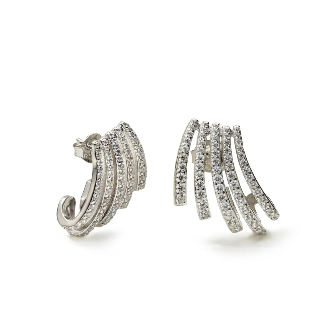Pendientes Originales | LINEARGENT Pendientes originales de diseño curvo con circonitas