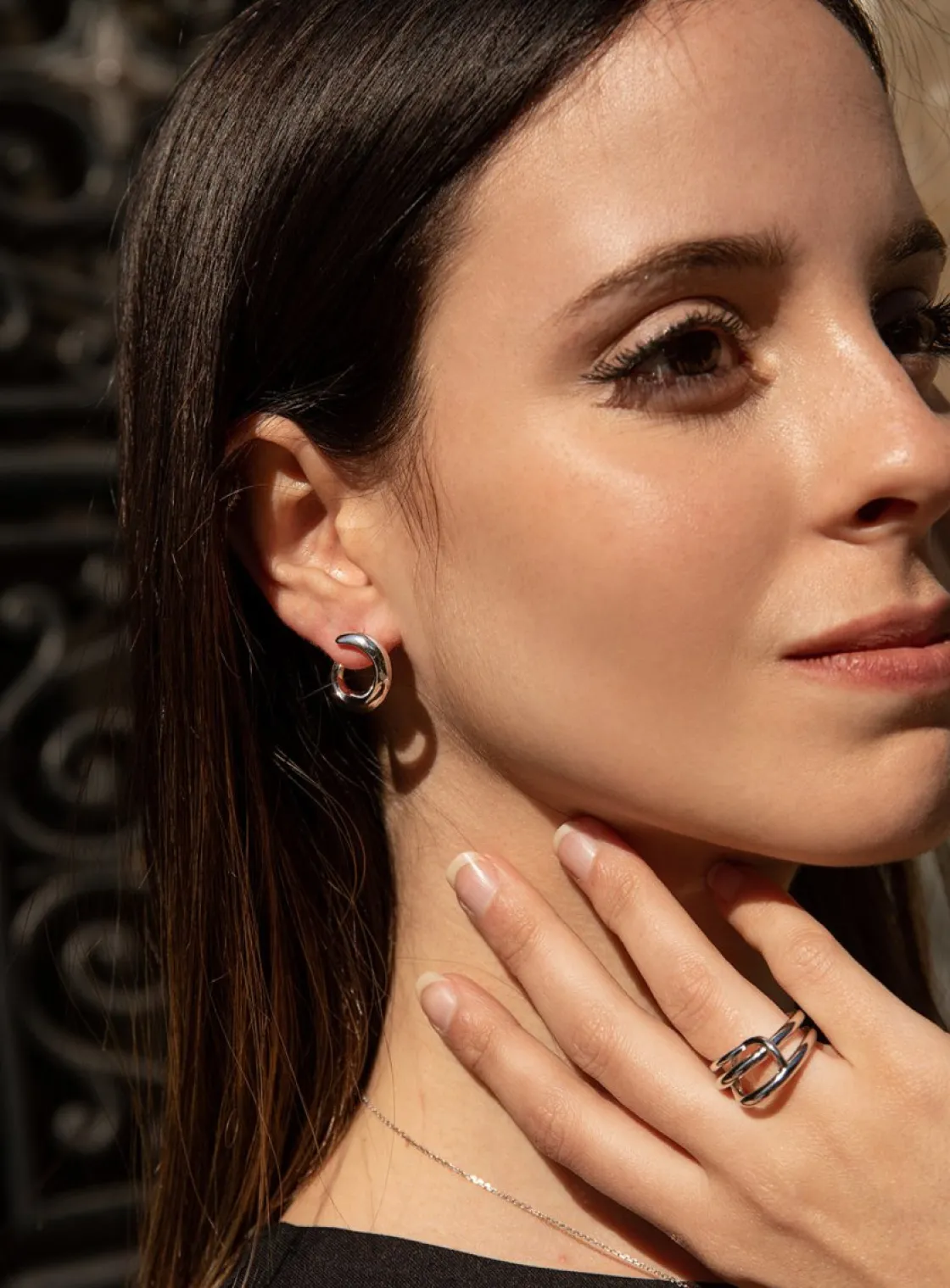 Pendientes Originales | LINEARGENT Pendientes originales de plata con motivo de círculo abierto contorno irregular