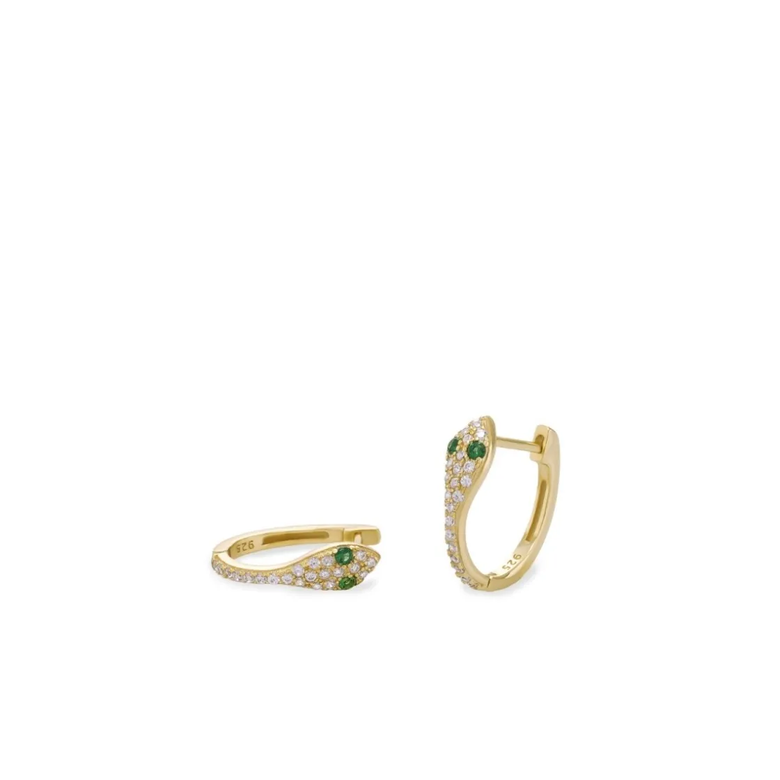 Pendientes Aro | LINEARGENT Pendientes originales de plata de silueta de serpiente con circonitas engastadas