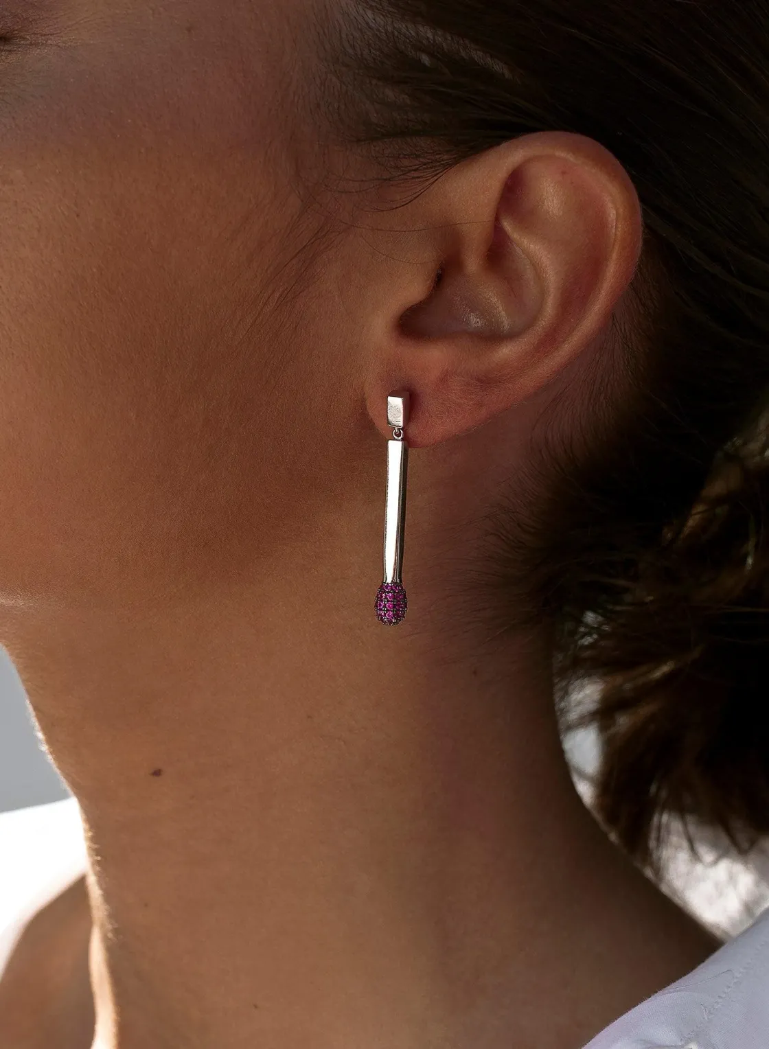 Pendientes Originales | LINEARGENT Pendientes originales de plata diseño cerilla