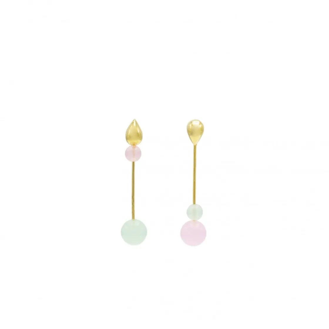 Pendientes Originales | LINEARGENT Pendientes originales de plata diseño con piedras de colores baño en oro