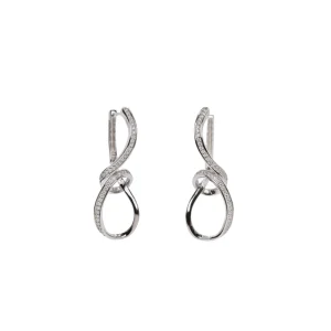 Pendientes Largos | LINEARGENT Pendientes originales de plata diseño entrelazado con circonitas