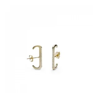 Pendientes Originales | LINEARGENT Pendientes originales de plata diseño gancho con banda lineal de circonita