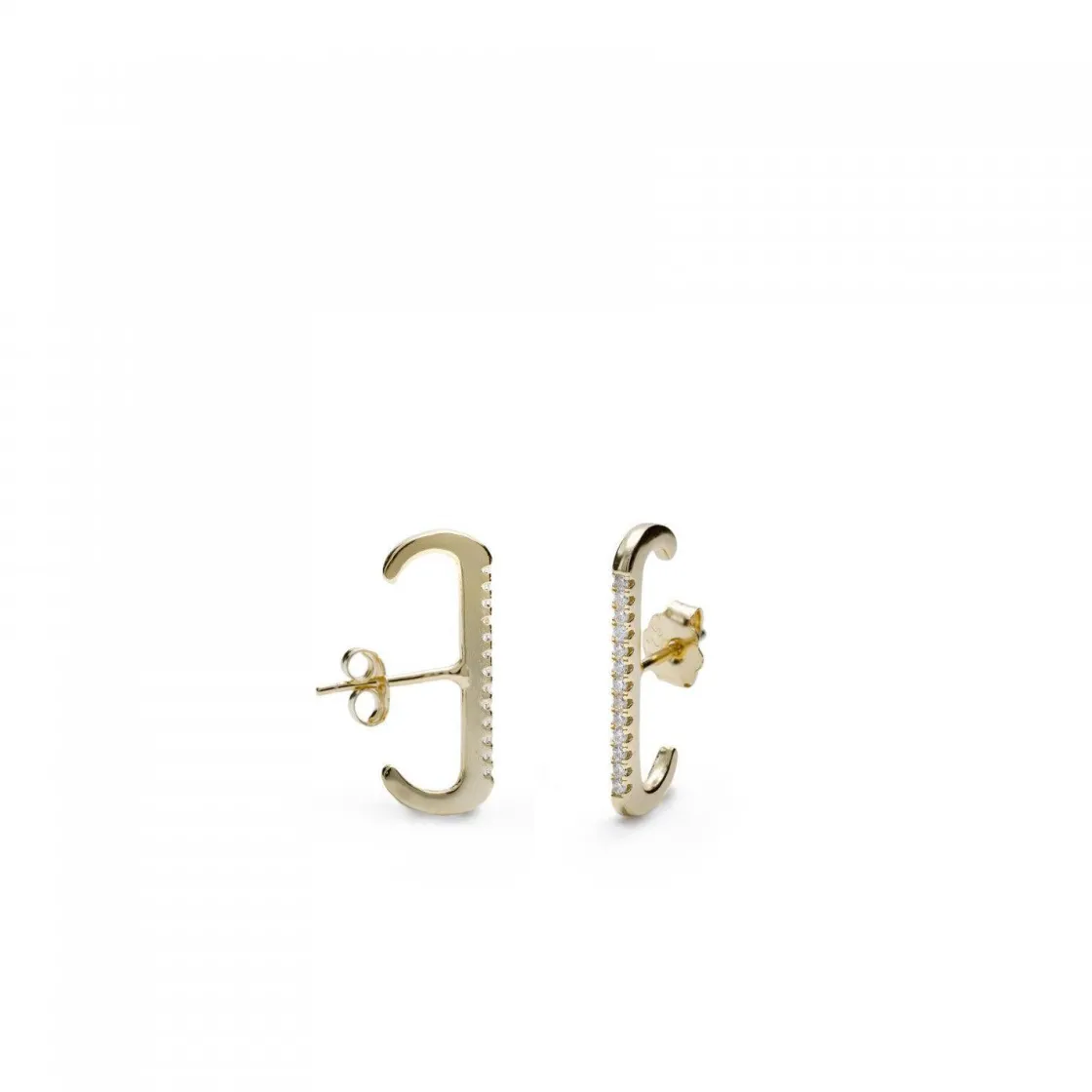 Pendientes Originales | LINEARGENT Pendientes originales de plata diseño gancho con banda lineal de circonita