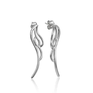 Pendientes Largos | LINEARGENT Pendientes originales de plata diseño irregular en plata lisa