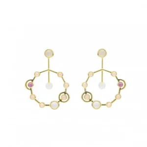Pendientes Originales | Pendientes Largos | LINEARGENT Pendientes originales de plata diseño átomos con piedras de colores