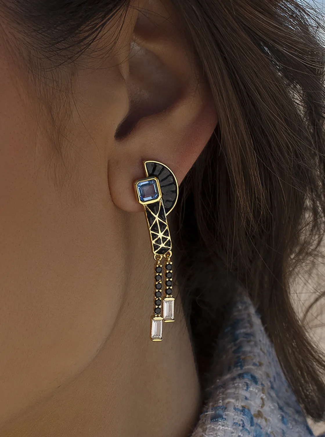 Pendientes Largos | LINEARGENT Pendientes originales de plata estilo étnico