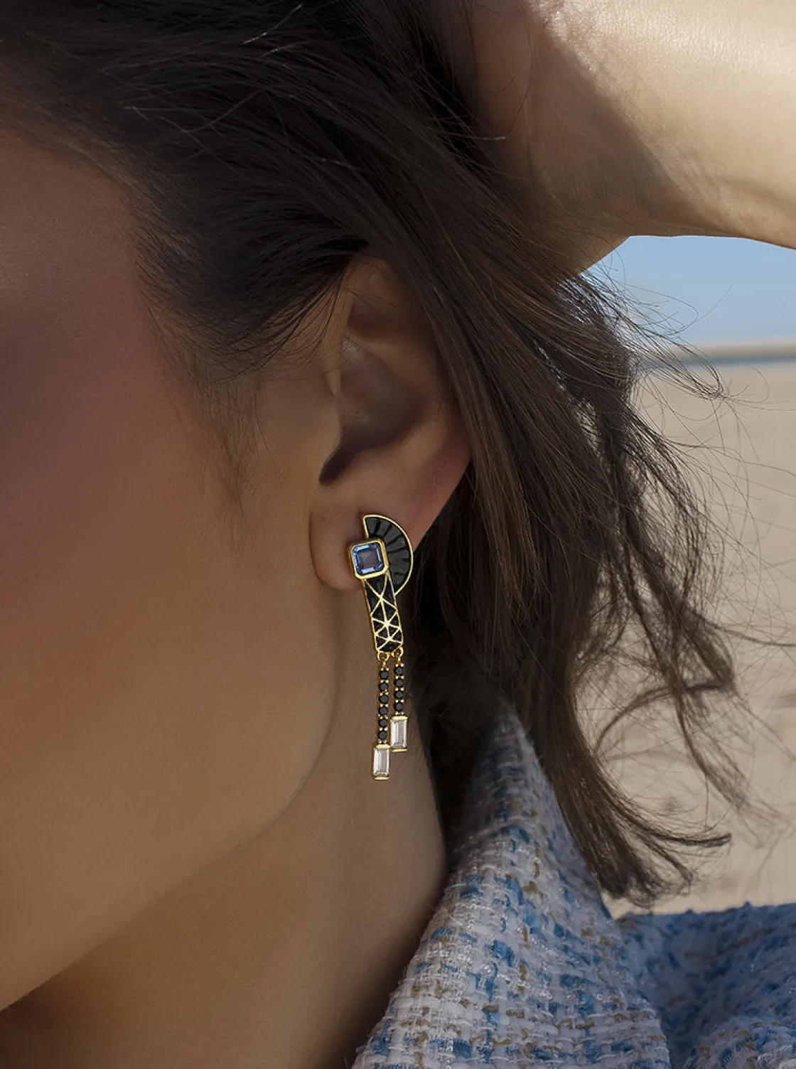 Pendientes Largos | LINEARGENT Pendientes originales de plata estilo étnico