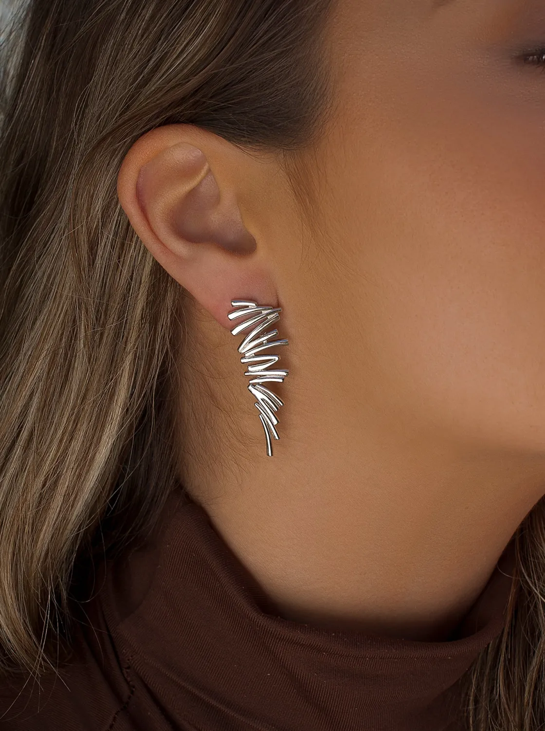 Pendientes Originales | Pendientes Largos | LINEARGENT Pendientes originales diseño alado irregular
