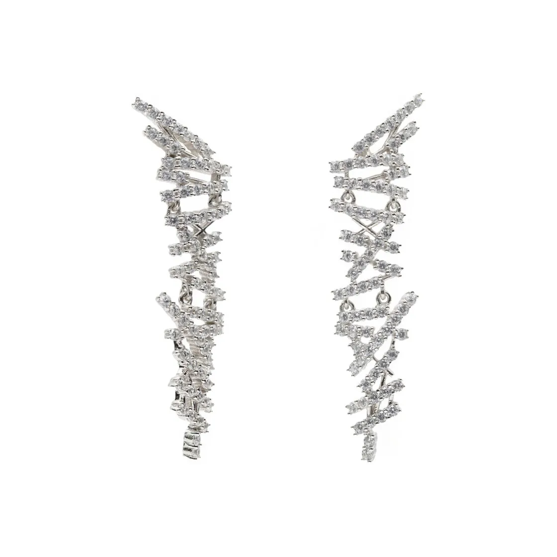 Pendientes Largos | LINEARGENT Pendientes originales diseño chaos con circonitas
