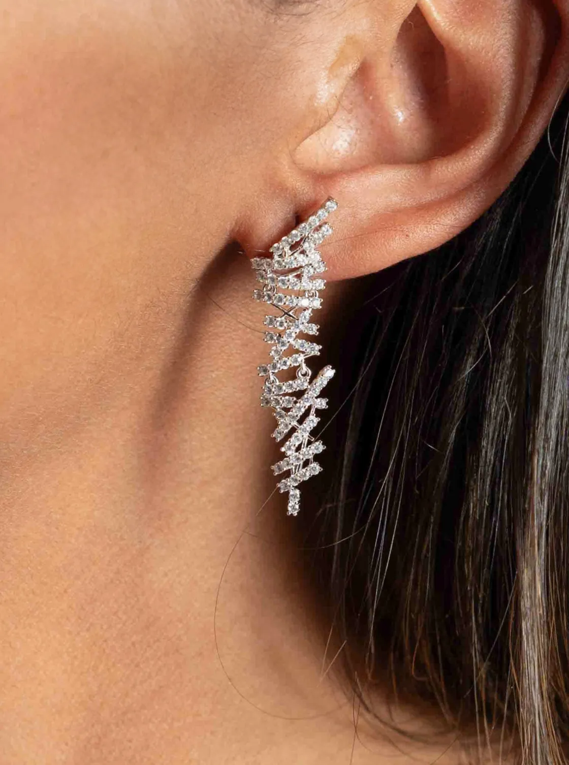Pendientes Largos | LINEARGENT Pendientes originales diseño chaos con circonitas