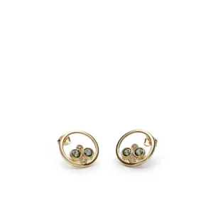Pendientes De Piedras De Colores | Pendientes Pequeños | LINEARGENT Pendientes originales diseño circular con cuatro gemas