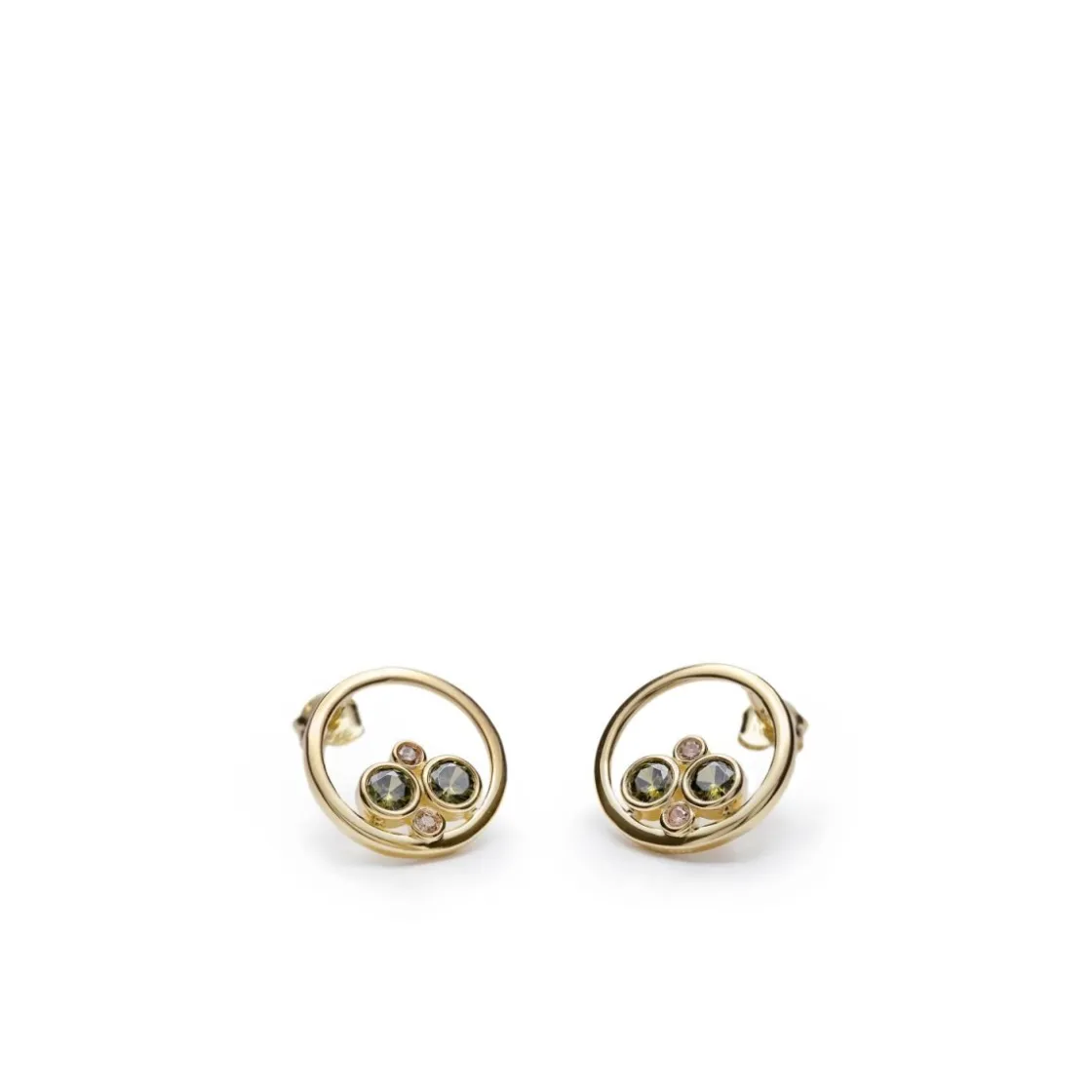 Pendientes De Piedras De Colores | Pendientes Pequeños | LINEARGENT Pendientes originales diseño circular con cuatro gemas