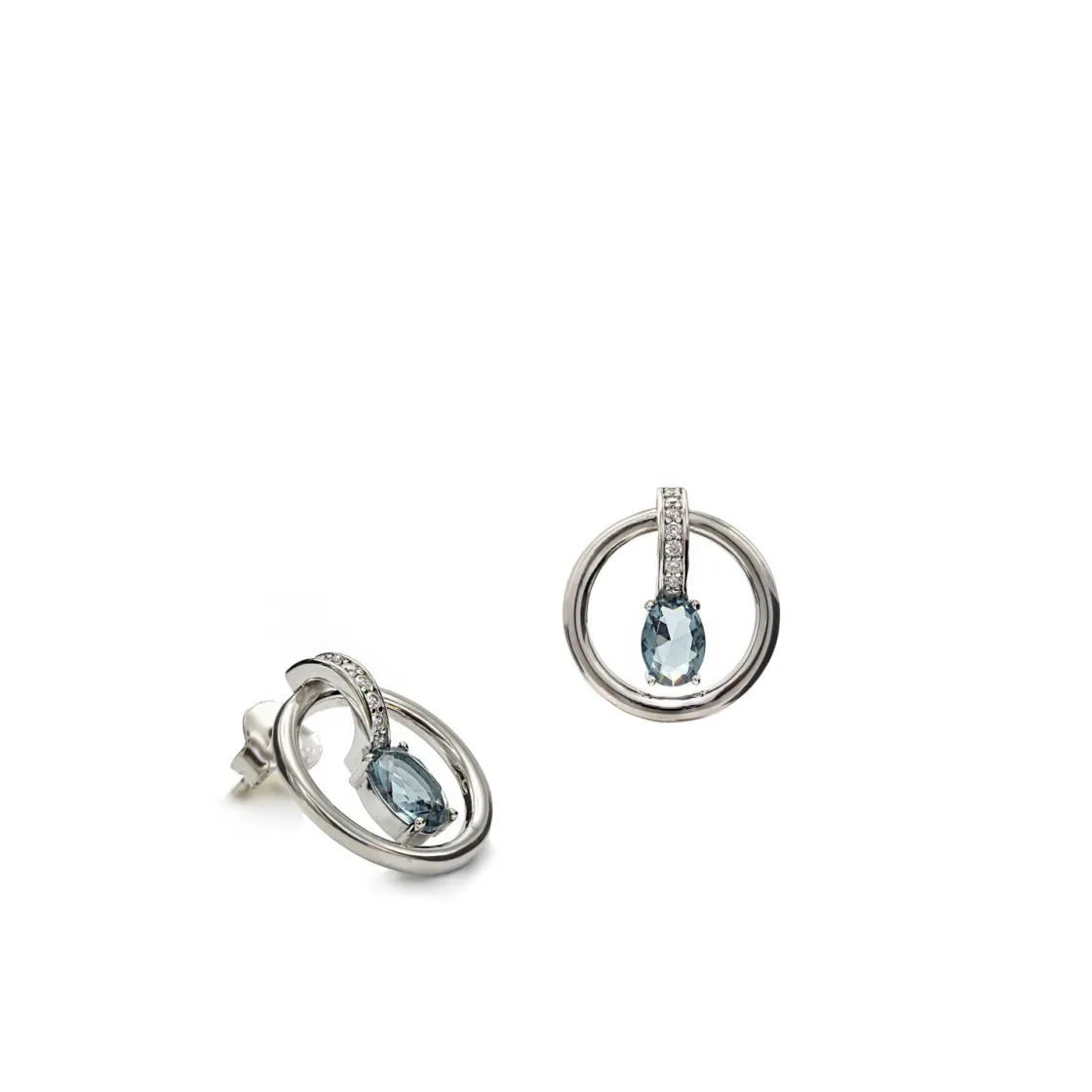 Pendientes De Piedras De Colores | LINEARGENT Pendientes originales diseño de círculo y gema central