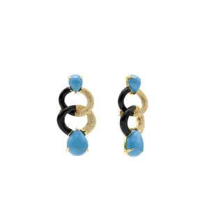 Pendientes De Piedras De Colores | LINEARGENT Pendientes originales diseño de eslabón con esmalte y corconitas