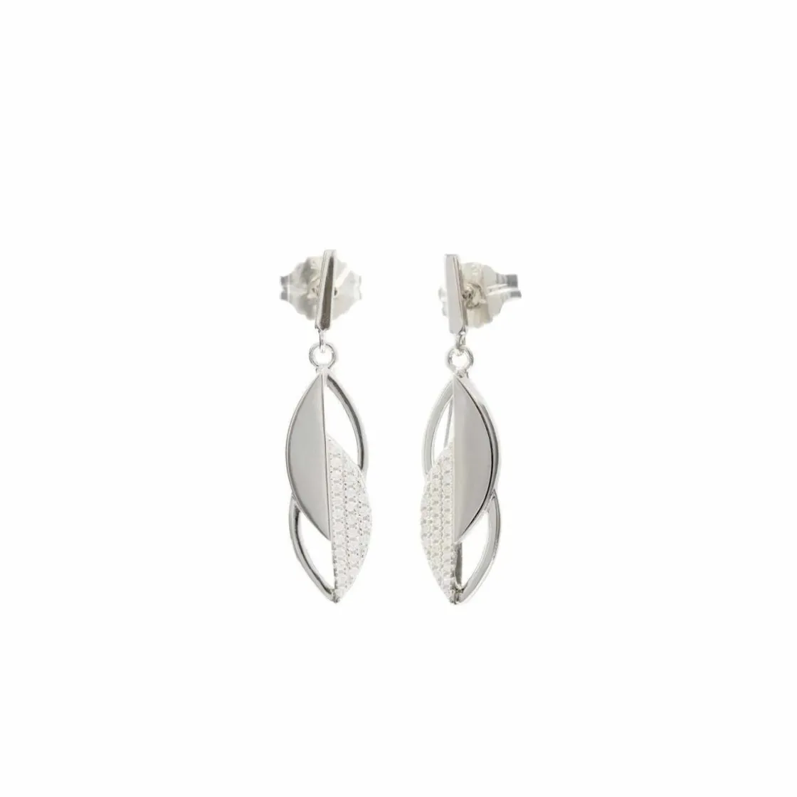 Pendientes Largos | LINEARGENT Pendientes originales diseño de hoja geométrica con circonitas