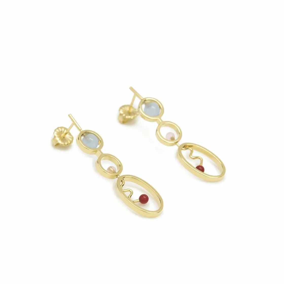Pendientes Originales | Pendientes Largos | LINEARGENT Pendientes originales diseño móvil con cuarzos adamantinos