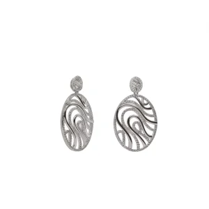 Pendientes Largos | LINEARGENT Pendientes originales diseño ovalado con detalles de circonitas