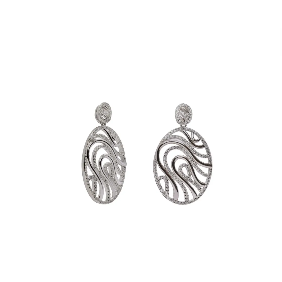Pendientes Largos | LINEARGENT Pendientes originales diseño ovalado con detalles de circonitas