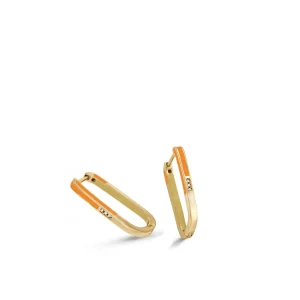 Pendientes Originales | LINEARGENT Pendientes originales diseño rectangular con esmalte naranja