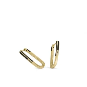 Pendientes Originales | LINEARGENT Pendientes originales diseño rectangular con esmalte negro
