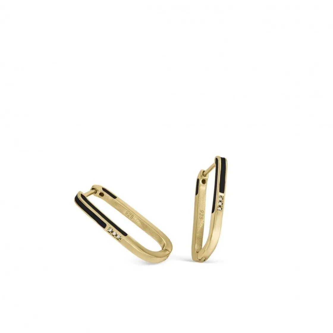 Pendientes Originales | LINEARGENT Pendientes originales diseño rectangular con esmalte negro