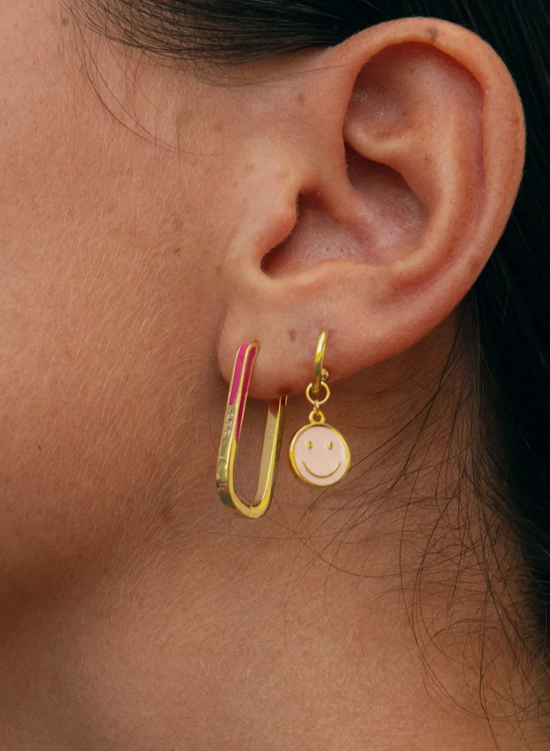 Pendientes Originales | LINEARGENT Pendientes originales diseño rectangular con esmalte púrpura