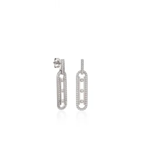 Pendientes Largos | LINEARGENT Pendientes originales diseño rectangular de triple circonita