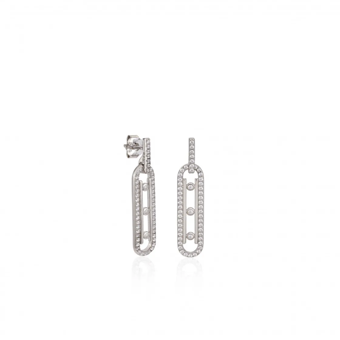 Pendientes Largos | LINEARGENT Pendientes originales diseño rectangular de triple circonita