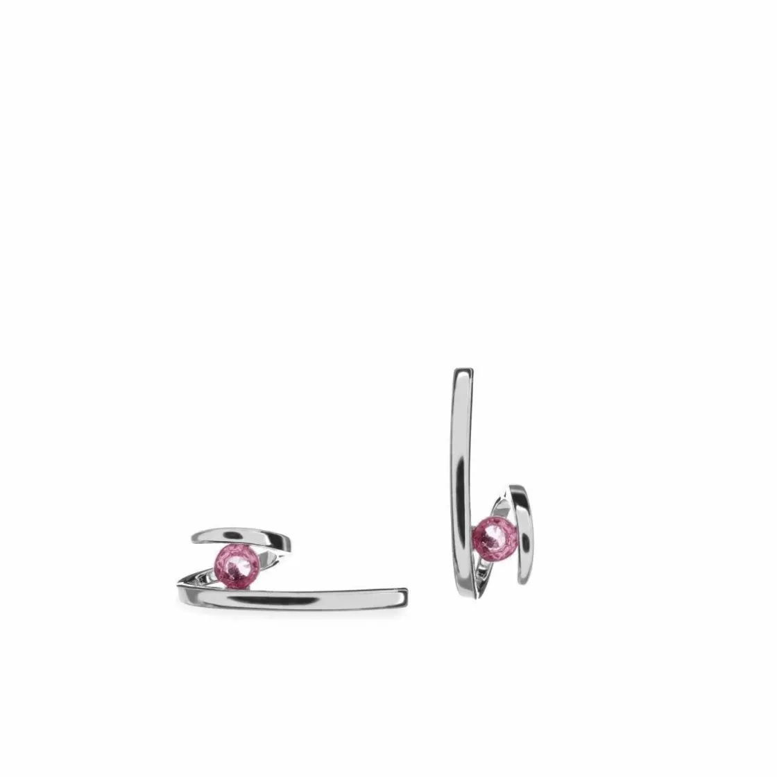 Pendientes De Piedras De Colores | Pendientes Pequeños | LINEARGENT Pendientes originales diseño zig-zag con gema en tono rosa