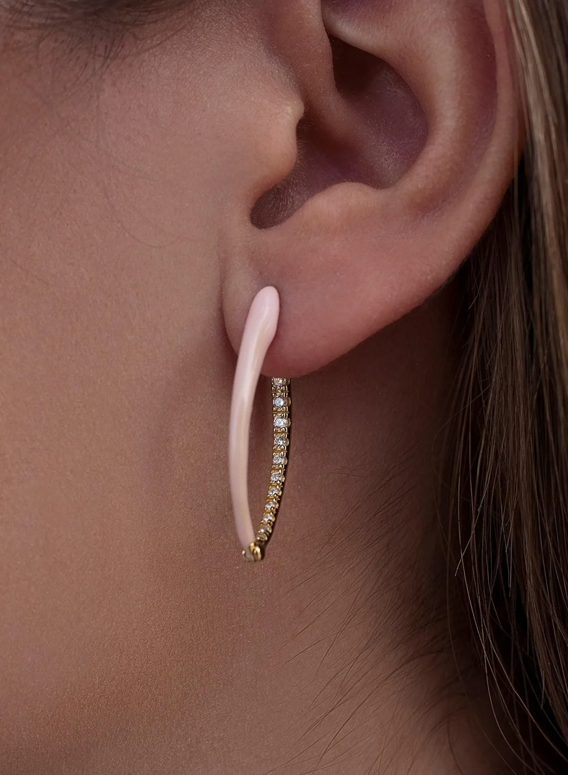 Pendientes Originales | LINEARGENT Pendientes originales en plata esmalte rosa