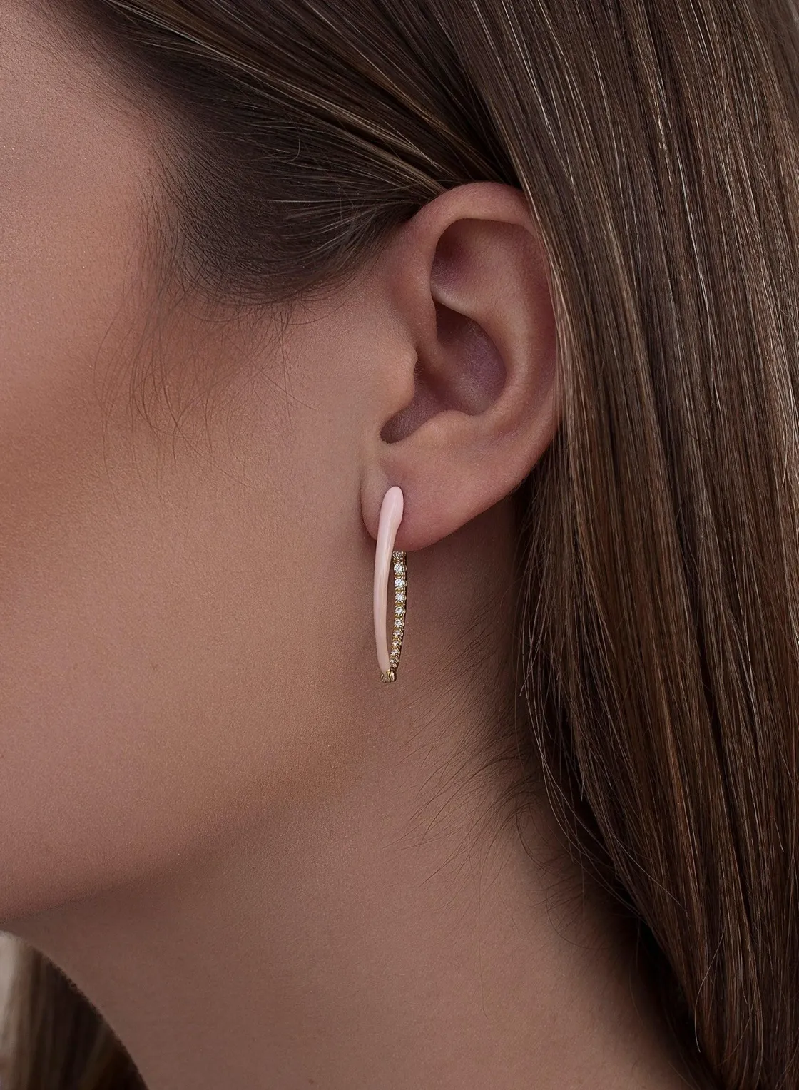 Pendientes Originales | LINEARGENT Pendientes originales en plata esmalte rosa