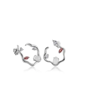 Pendientes Originales | Pendientes De Piedras De Colores | LINEARGENT Pendientes originales estilo aro curvilíneo con gemas