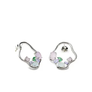 Pendientes Originales | Pendientes De Piedras De Colores | LINEARGENT Pendientes originales estilo aro irregular con gemas