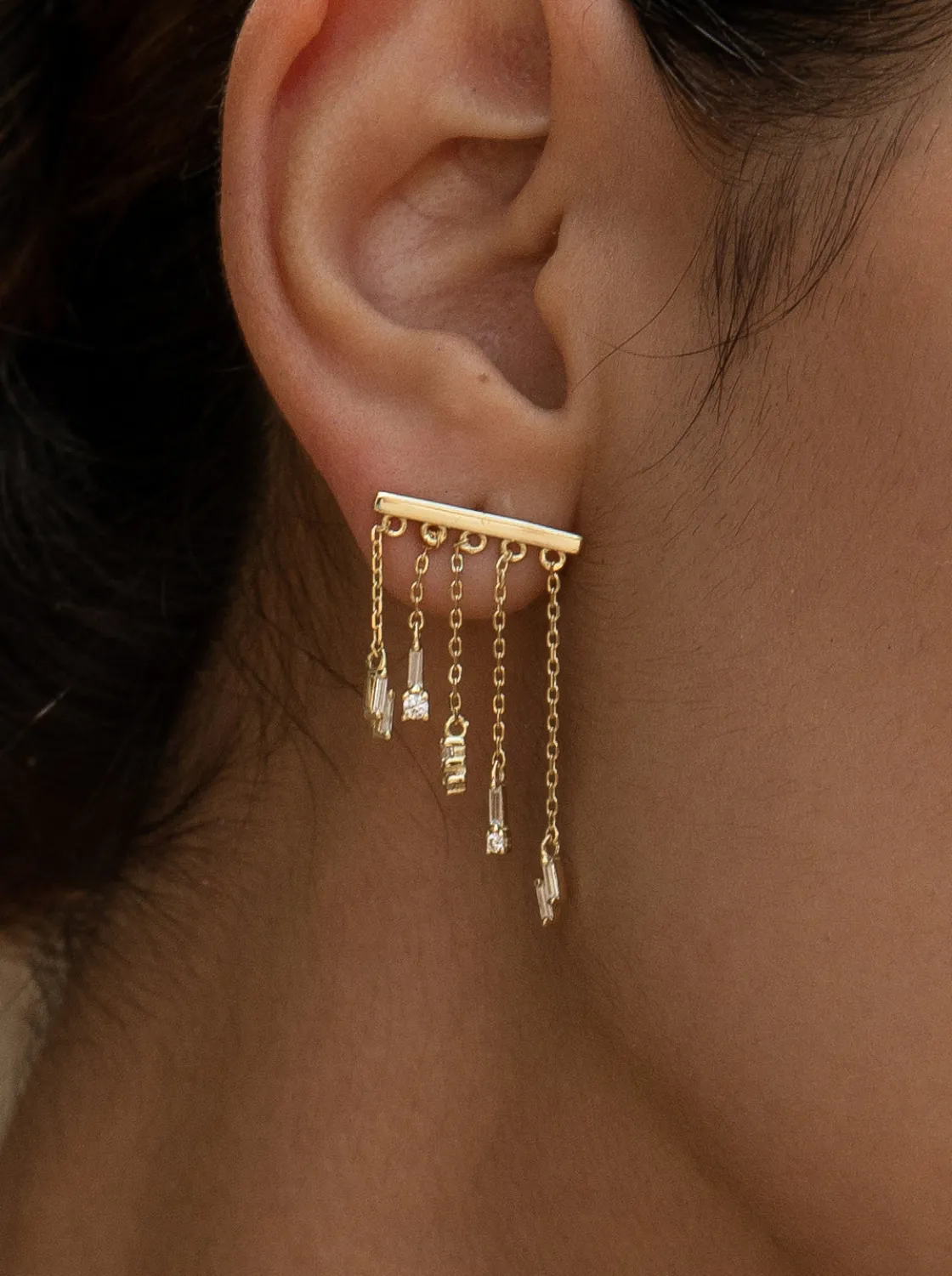 Pendientes Largos | LINEARGENT Pendientes originales estilo cortina con circonitas