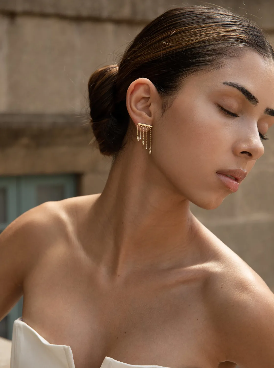 Pendientes Largos | LINEARGENT Pendientes originales estilo cortina con circonitas