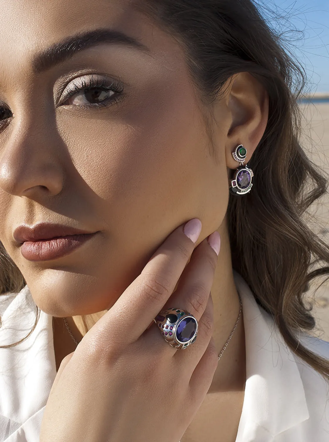 Pendientes Originales | Pendientes De Piedras De Colores | LINEARGENT Pendientes originales gemas multicolor diseño chaos