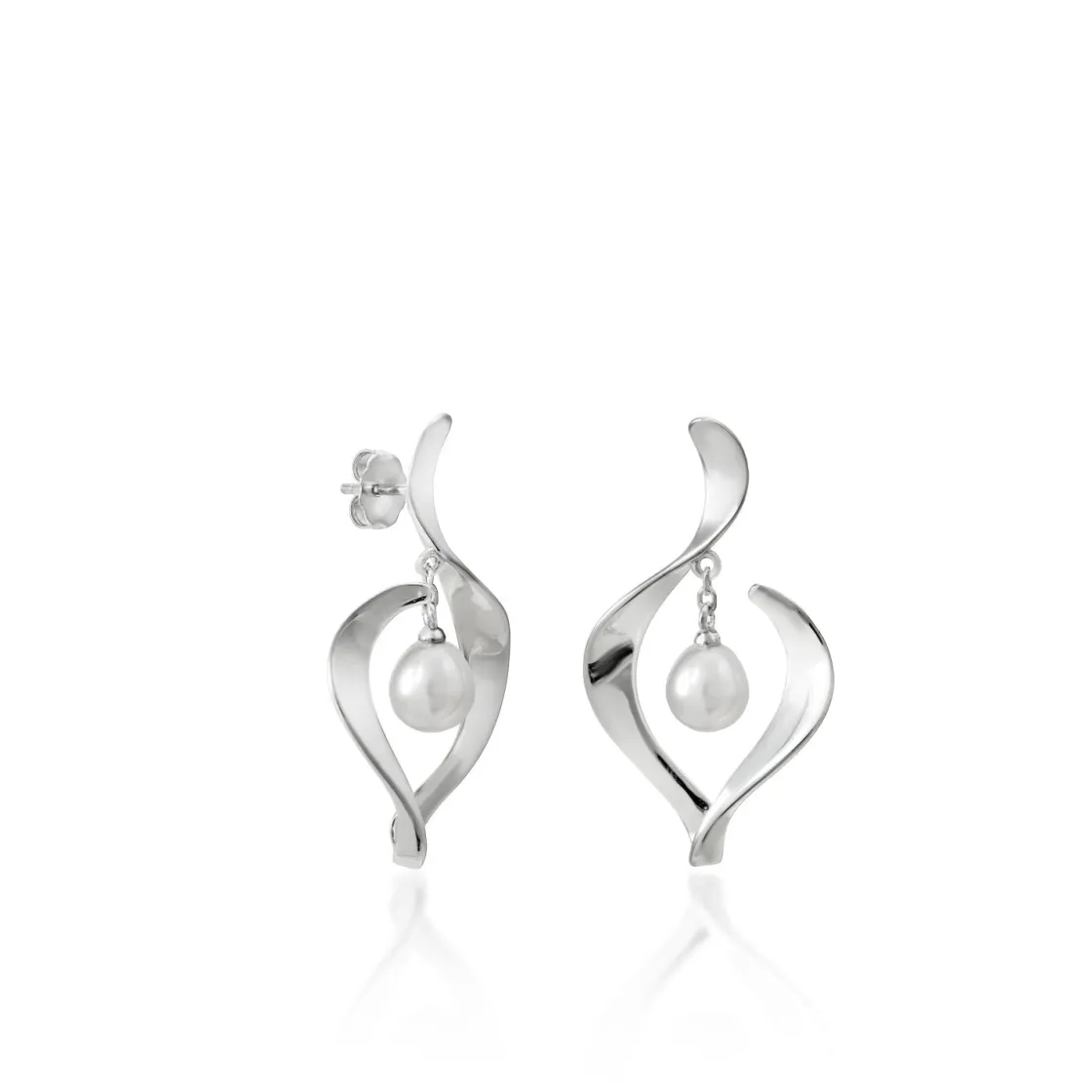 Pendientes Perlas | LINEARGENT Pendientes originales plata diseño perla colgante