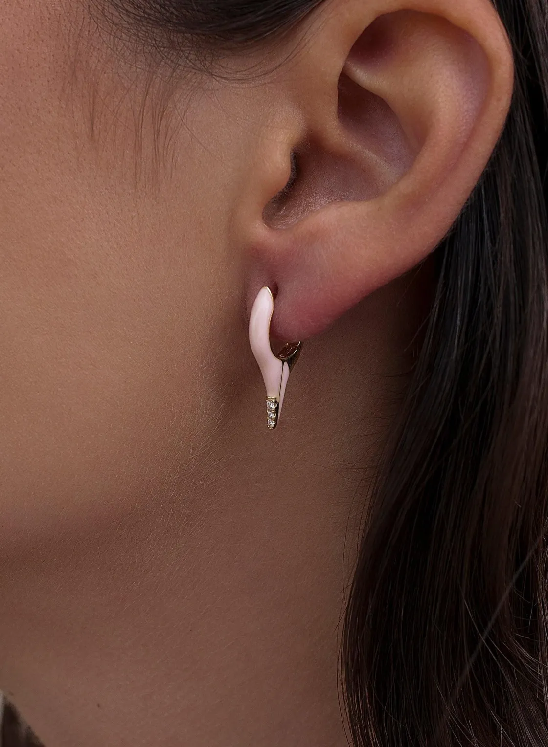Pendientes Originales | LINEARGENT Pendientes originales plata diseño punta esmalte rosa