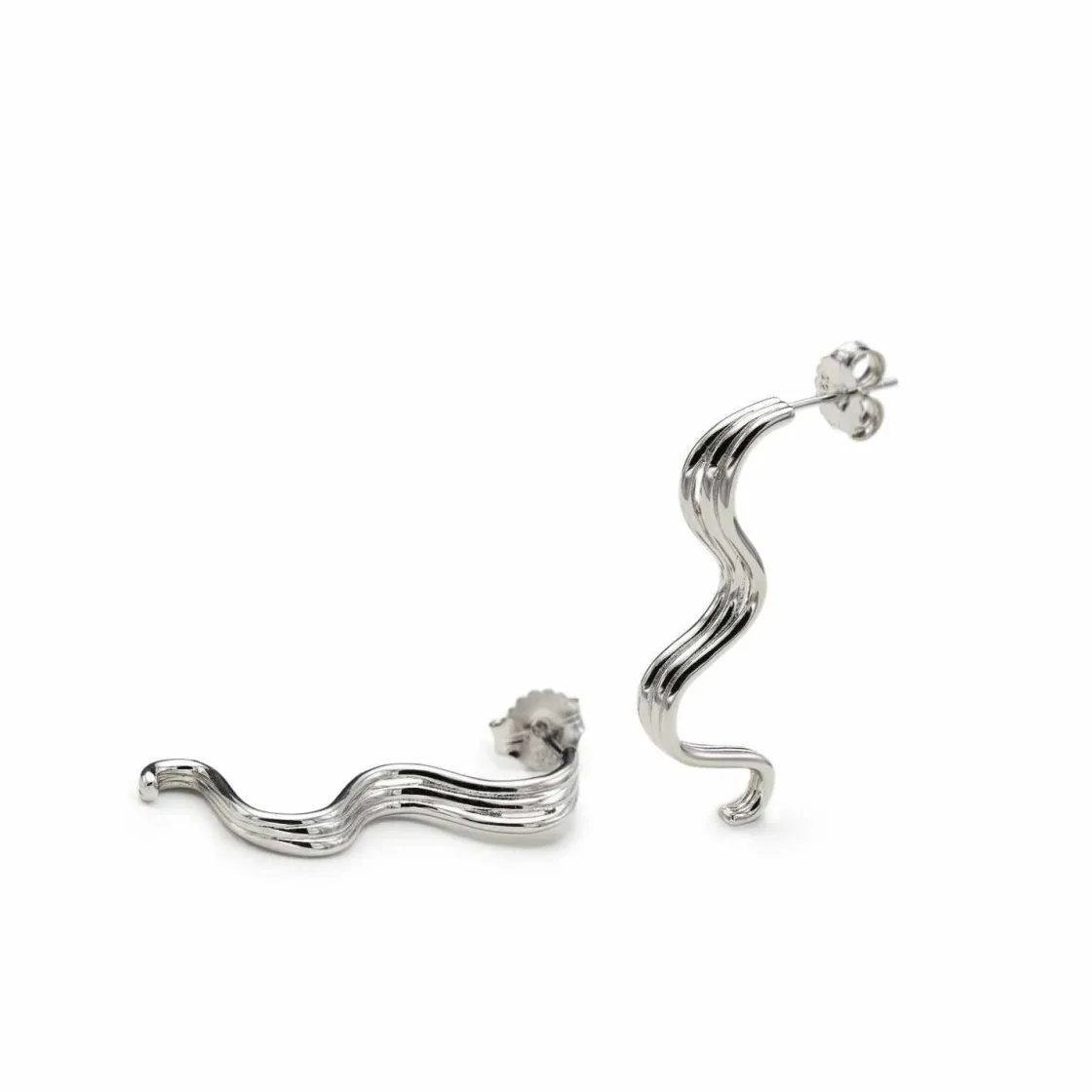 Pendientes Originales | LINEARGENT Pendientes originales plata finos curvado triple rail