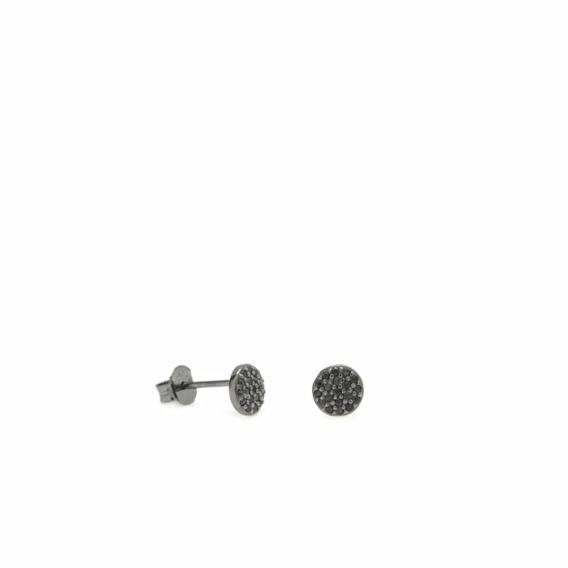 Pendientes Pequeños | LINEARGENT Pendientes pequeños brillantes plata rutenio motivo mini círculo